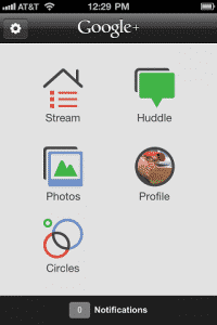 Google Plus Main Screen