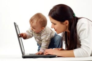 Woman uses computer