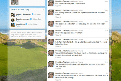 Donald Trump Twitter Tirade Donald Trump Twitter Tirade Donald Trump Not Apologizing For Twitter Tirade Following Obamas Win