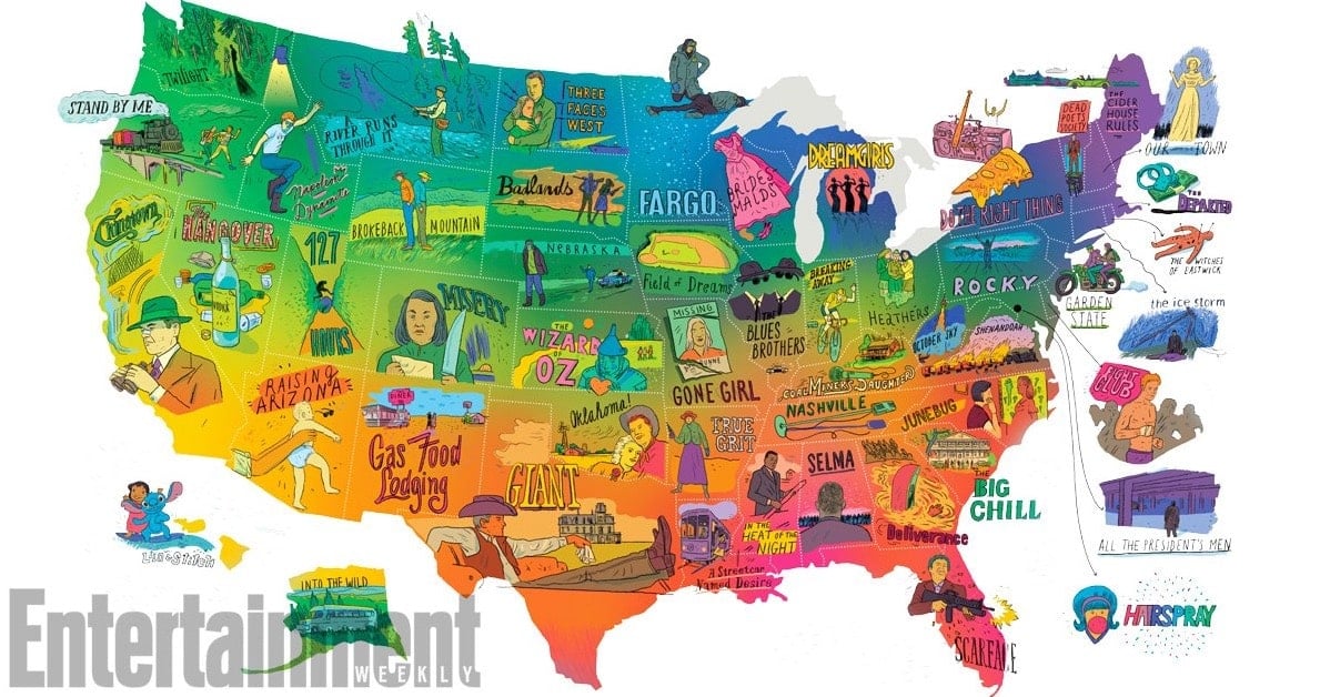 Featured image for Entertainment Weekly Puts Out U.S Map Marked By Movies Made in Those Locations