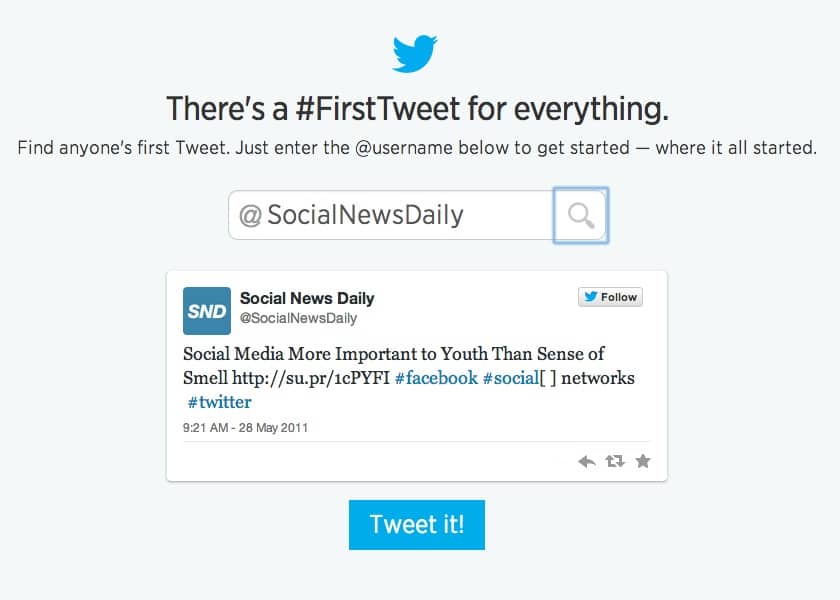 Twitter Reveals Your First Tweet Social News Daily